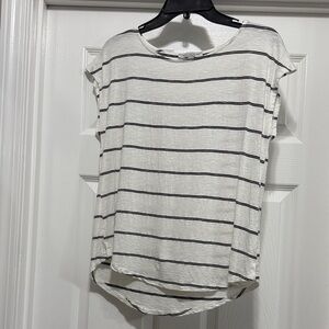 Green Envelope Black and White Striped Tee - Size Medium
